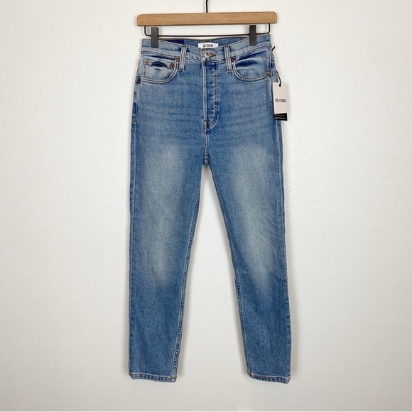 RE/DONE High-Rise Ankle Crop Jeans in Hazey Indigo - Picture 7 of 10